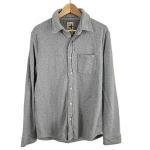 Relwen Button Front Shirt Gray Men Size Large